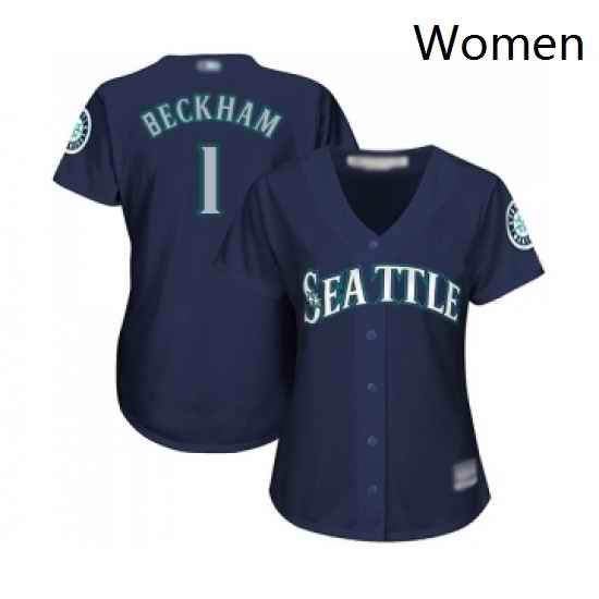 Womens Seattle Mariners 1 Tim Beckham Replica Navy Blue Alternate 2 Cool Base Baseball Jersey